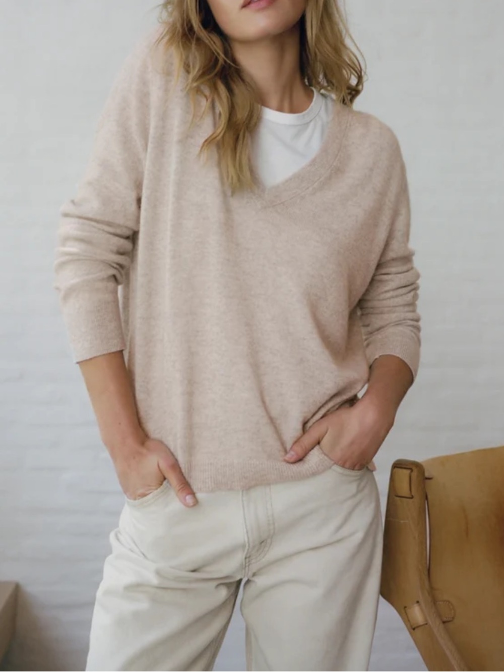 Jenni Kayne Flynn cashmere sweater in oatmeal size XS
